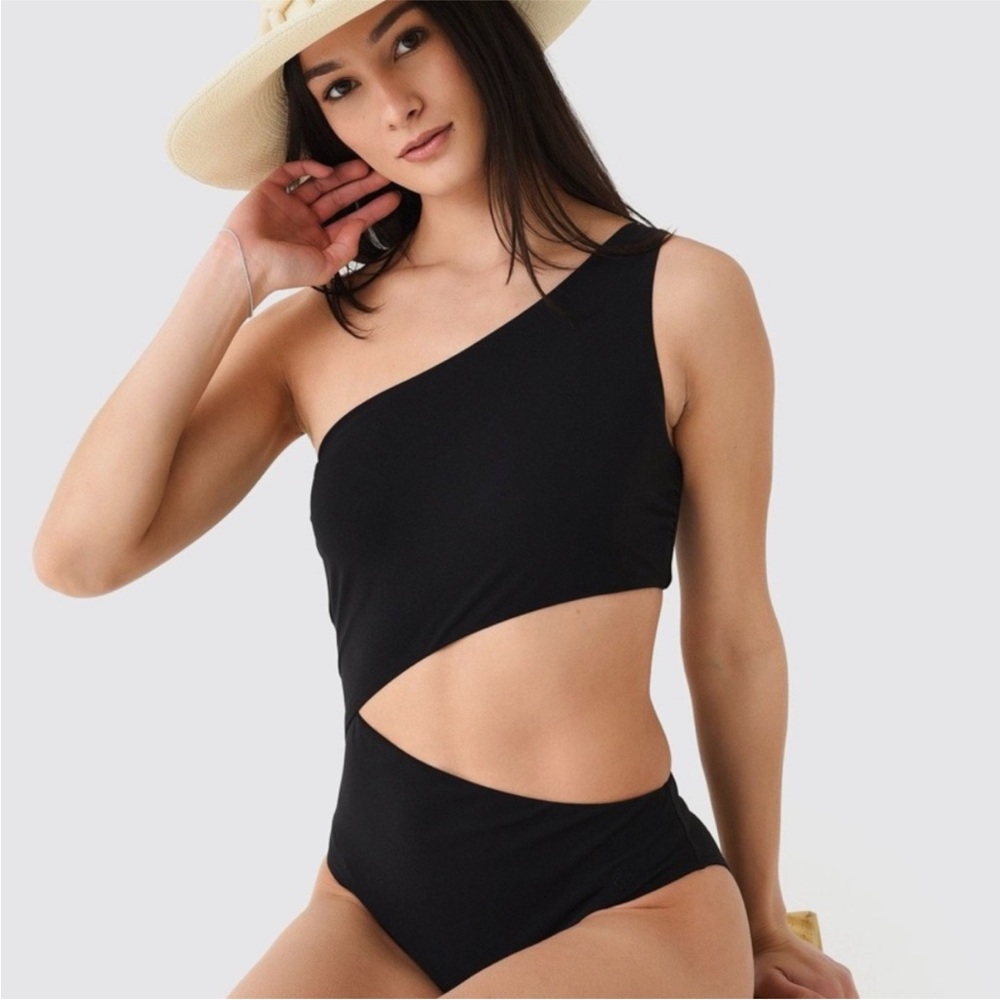 Tory Burch Black One-Shoulder One-Piece Swimsuit